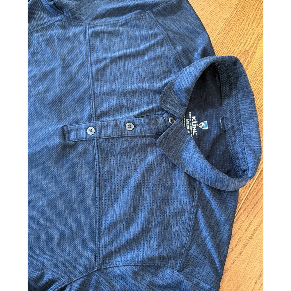 Kuhl Engineered Polo Shirt Mens Medium Pirate Blue Outdoor Summer Hiking Comfort